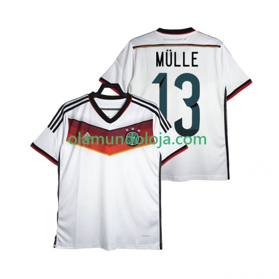 Camisola Alemanha MULLER 13 2014 Retro Homem Equipamento Primeiro Manga Curta